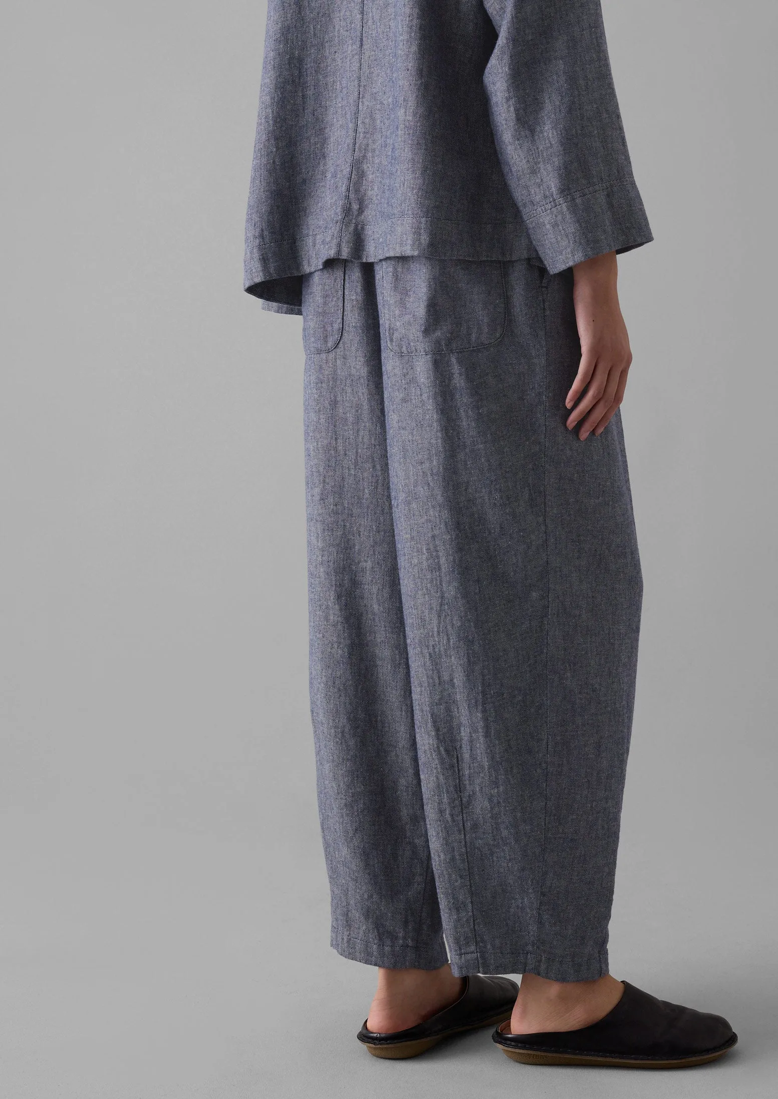 Minako Cotton Linen Twill Trousers | Indigo Blue