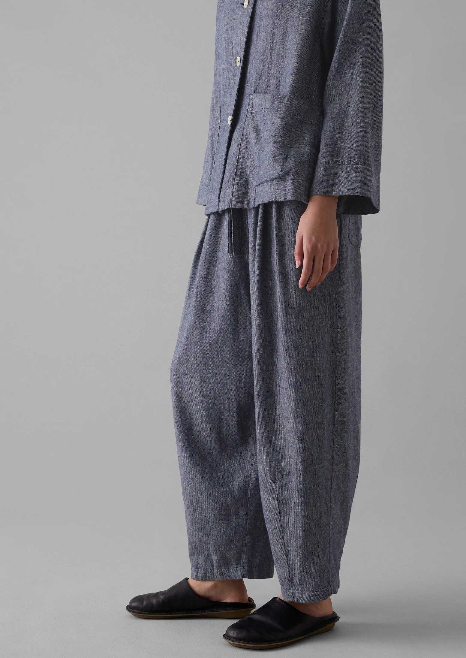 Minako Cotton Linen Twill Trousers | Indigo Blue