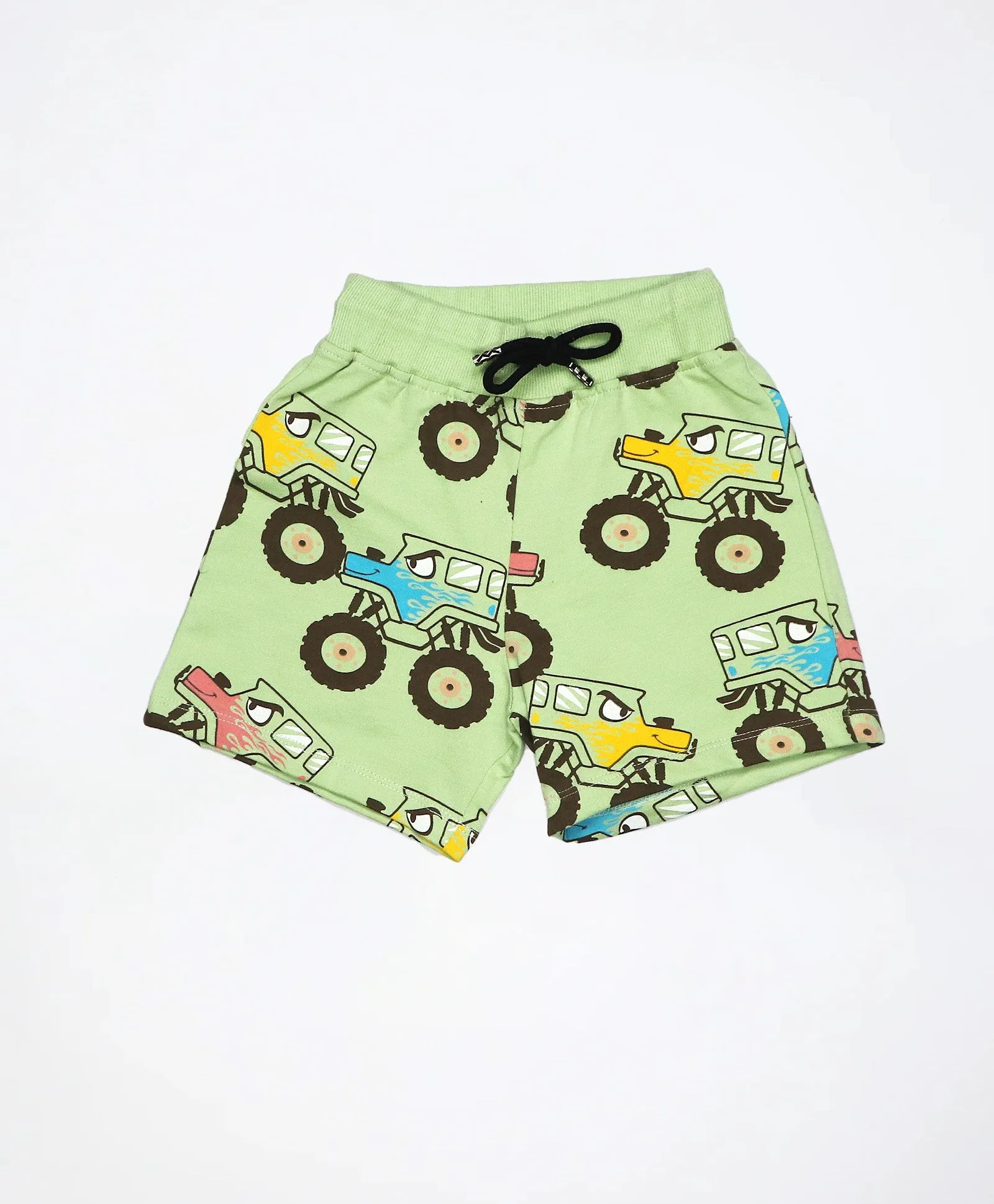 Monster Truck Print Kids Oversized Half Sleeves T-Shirt and Shorts Set