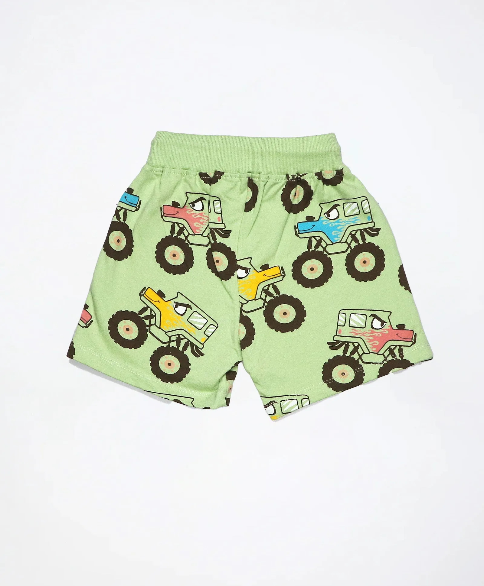 Monster Truck Print Kids Oversized Half Sleeves T-Shirt and Shorts Set