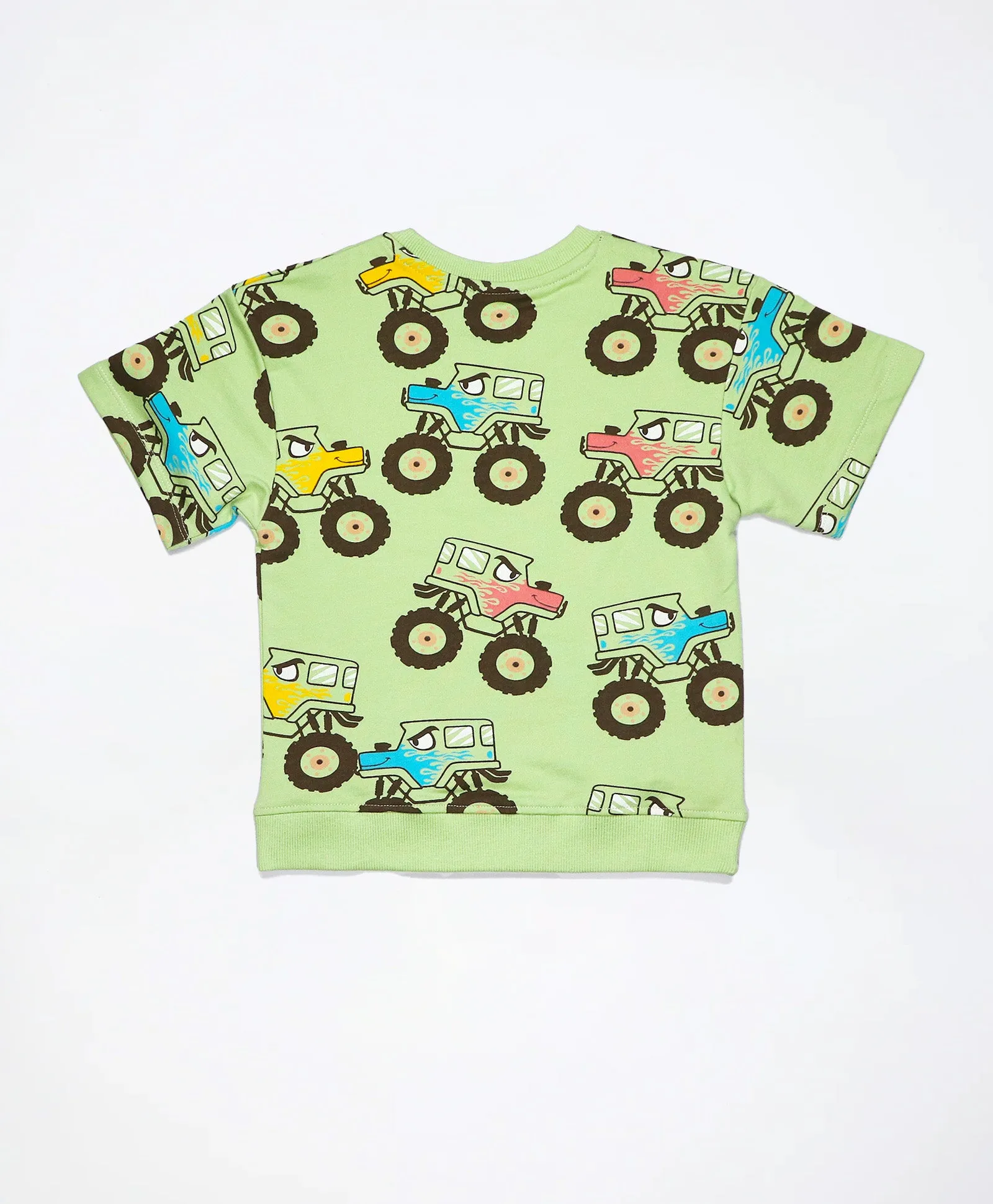 Monster Truck Print Kids Oversized Half Sleeves T-Shirt and Shorts Set