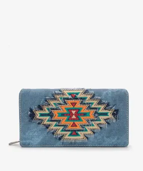 Montana West Aztec Denim Canvas Wallet