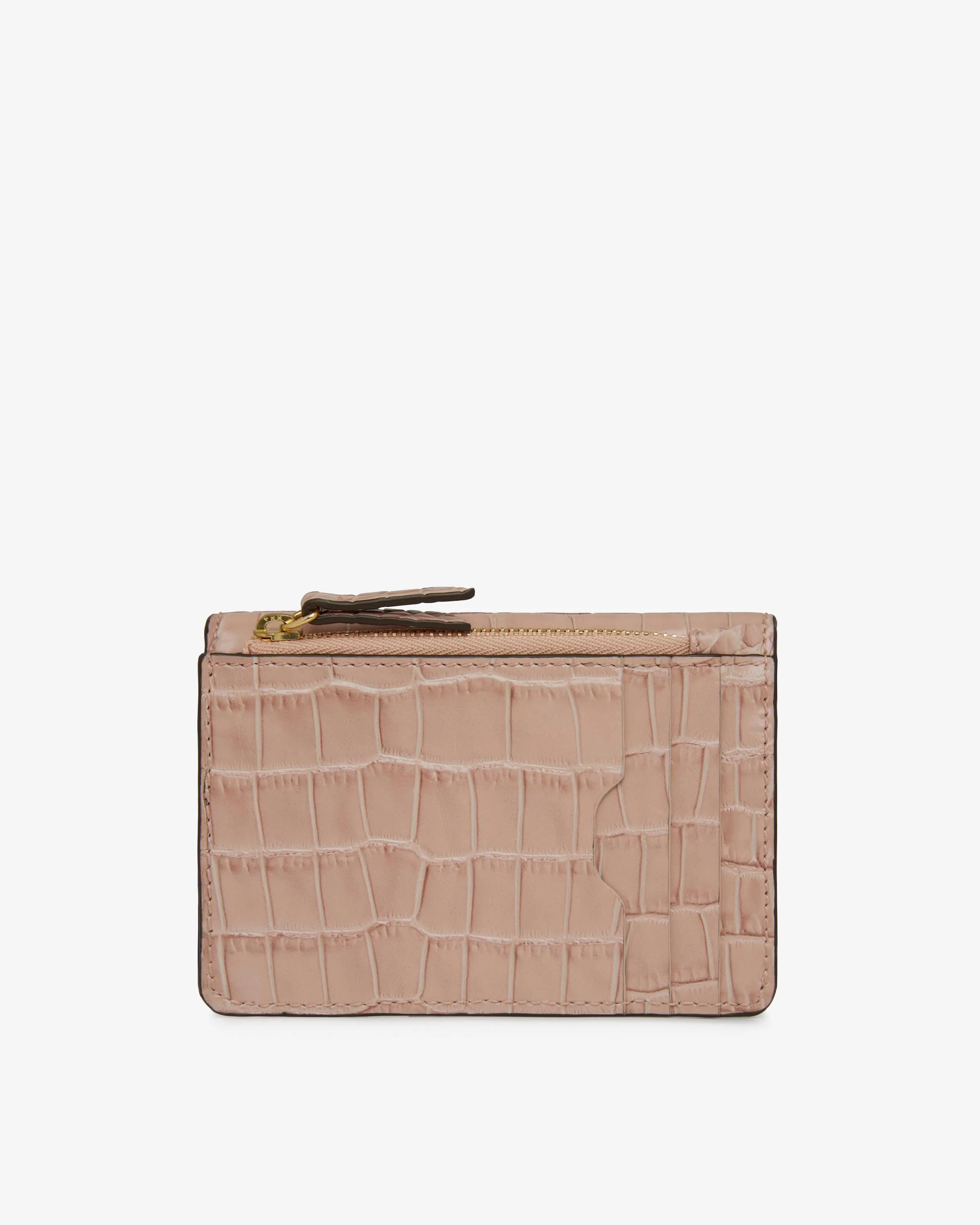 Multrees Compact Street Wallet - Croc-Embossed Leather Peony