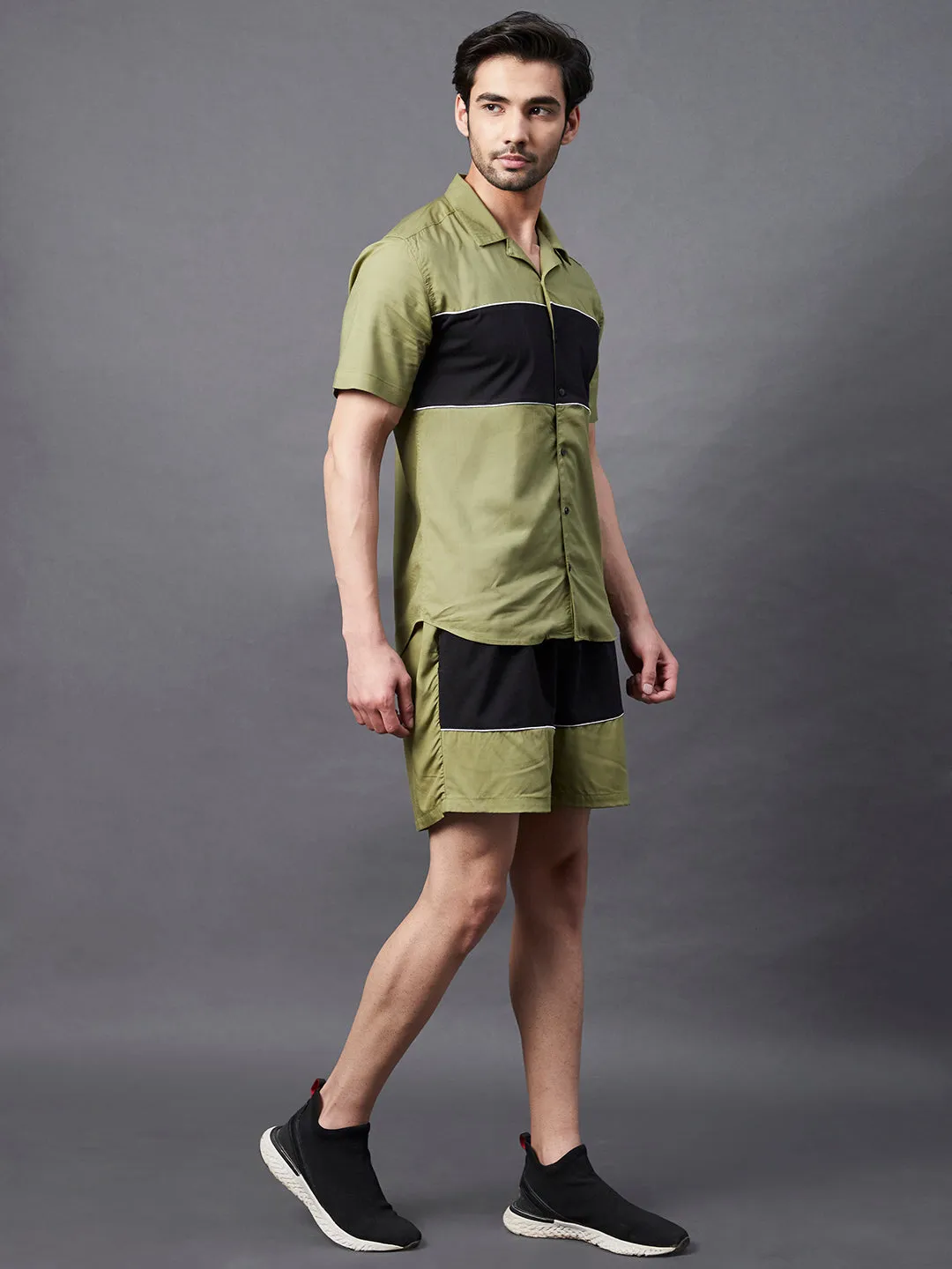 Olive Green Colorblock Co-Ord