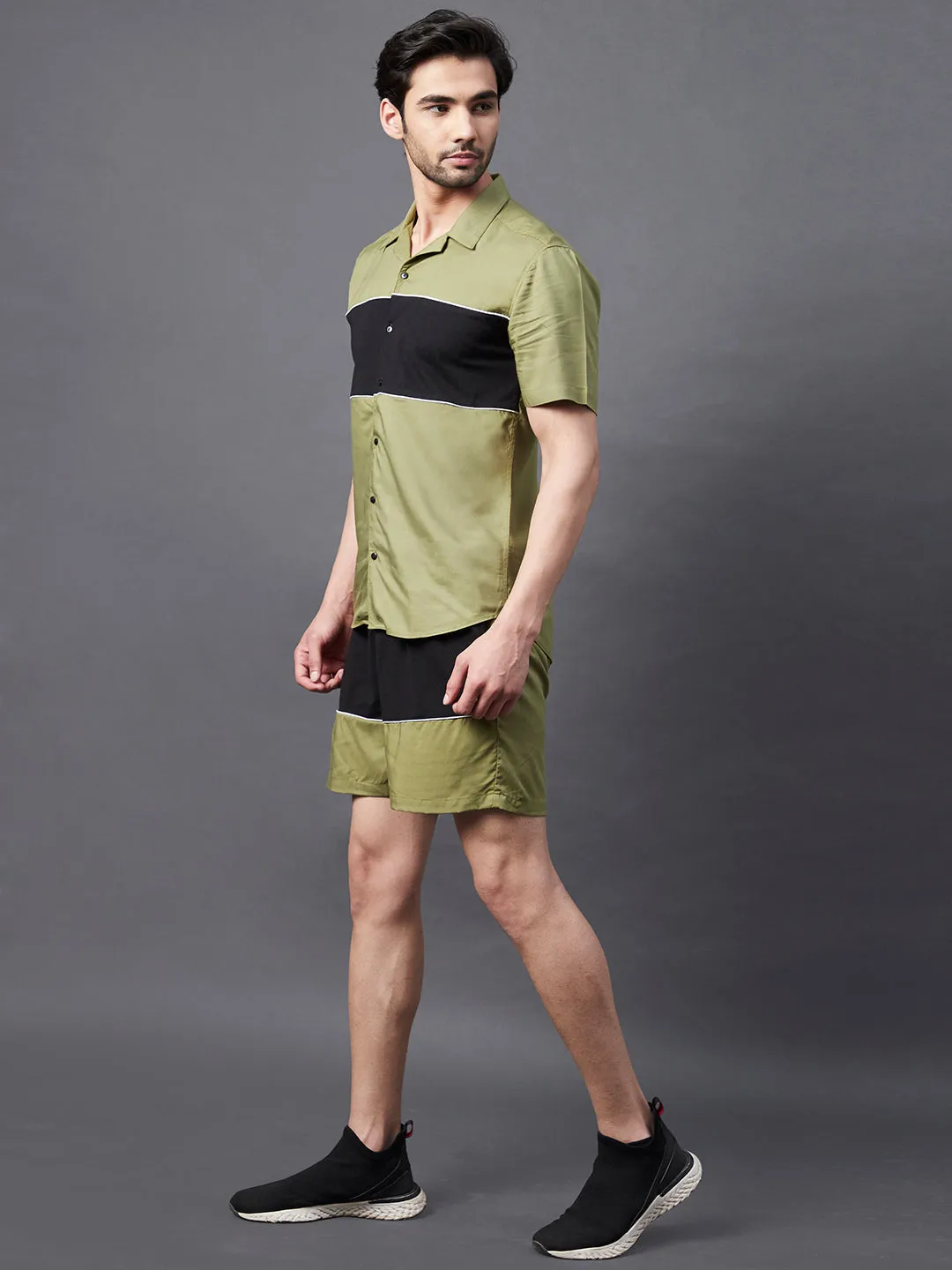 Olive Green Colorblock Co-Ord