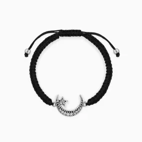 Oxidised Silver Crescent Moon Bracelet For Him