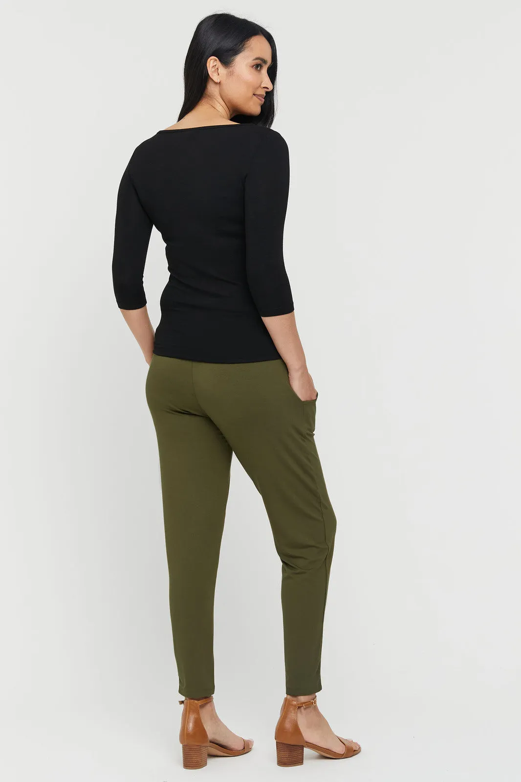 Peggy Bamboo Trouser - Dark Olive