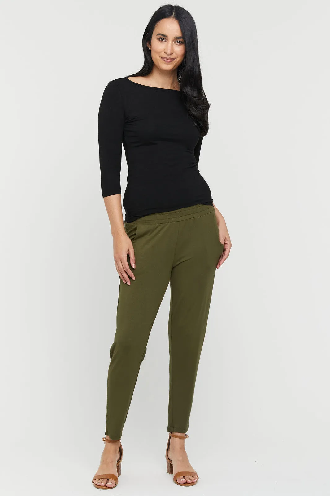 Peggy Bamboo Trouser - Dark Olive