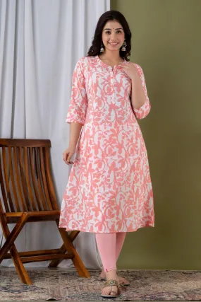 Pink Straight-Cut Kurti in Exquisite Jaipur Print