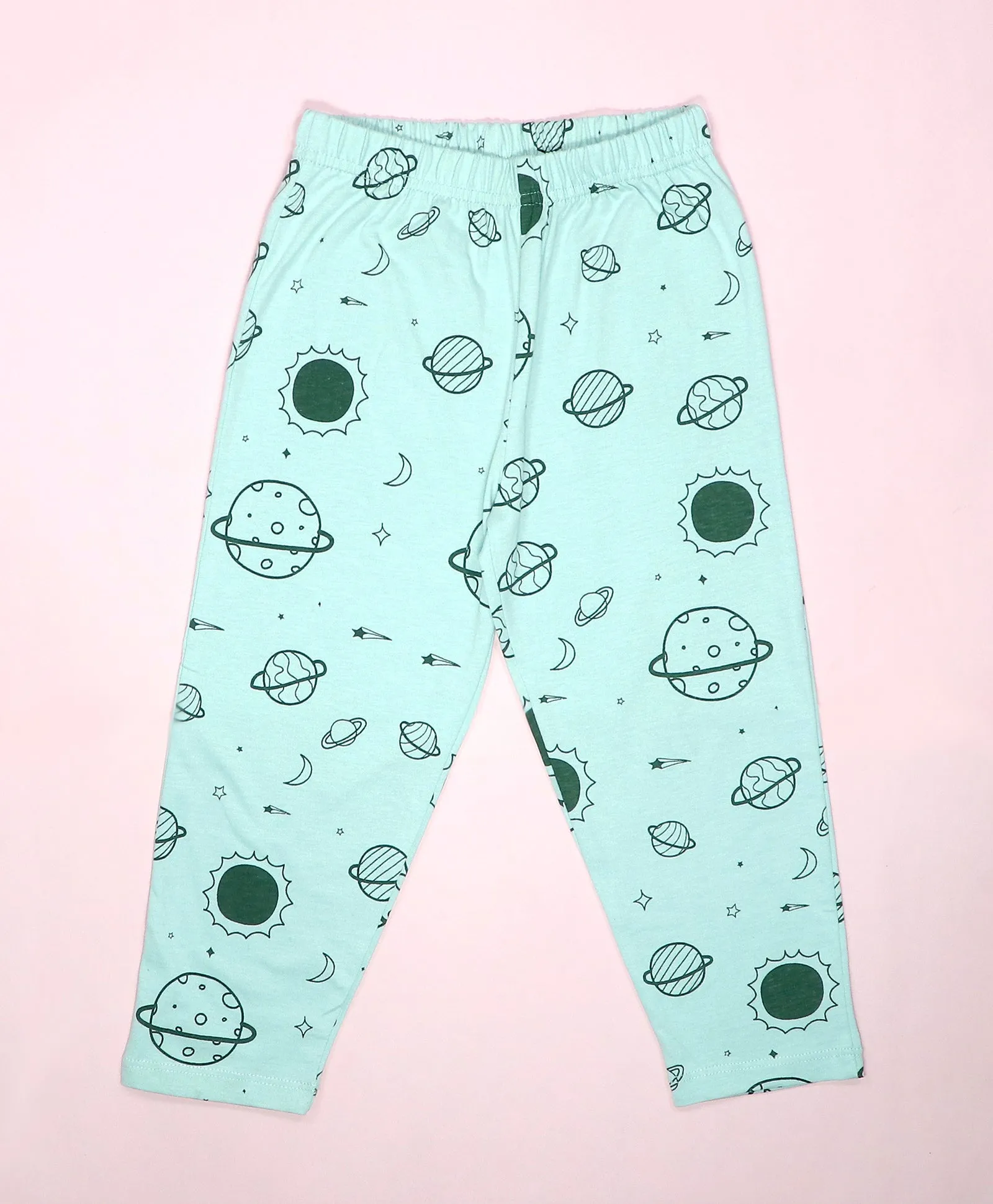 Planet Pattern Full Sleeves T-Shirt & Pajama Set