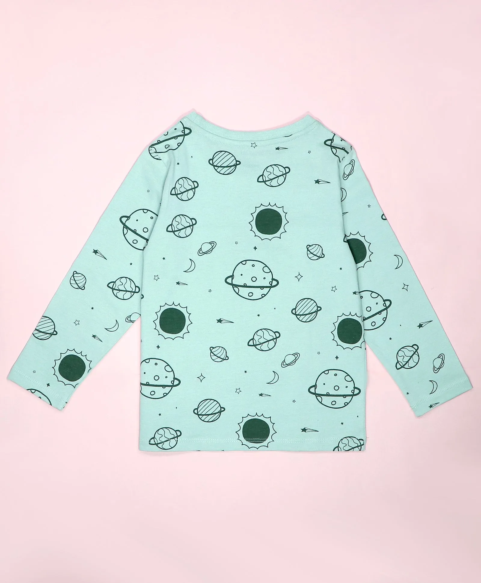 Planet Pattern Full Sleeves T-Shirt & Pajama Set