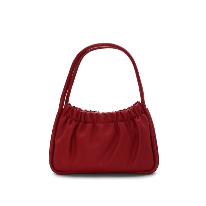 Pleaties Shoulder (L) Women's Bag - Red