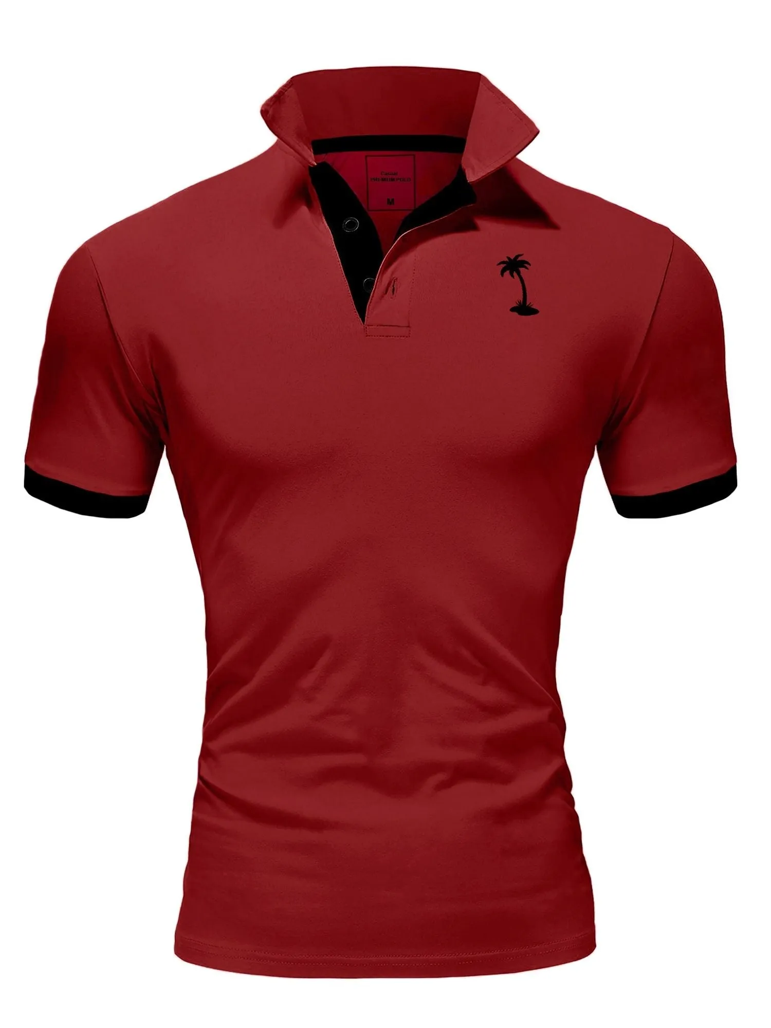 Poloshirt Kontrast Weinrot 337