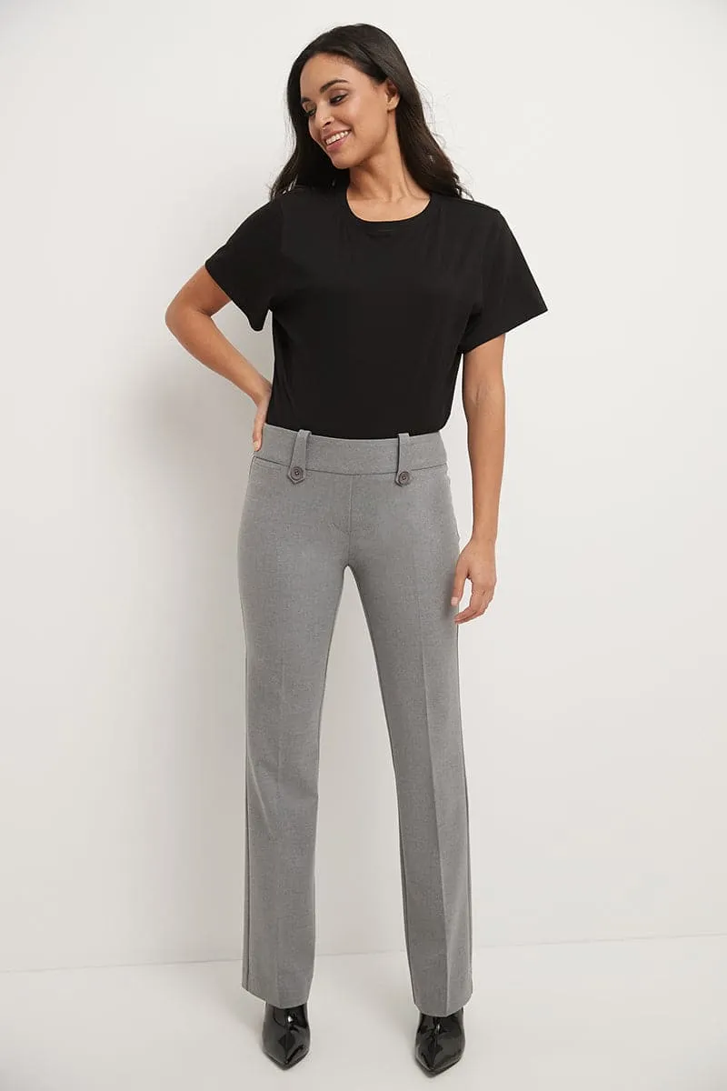 Pull-on Bootcut Trousers with Belt Loops & Tummy Control