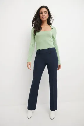 Pull-on Bootcut Trousers with Belt Loops & Tummy Control