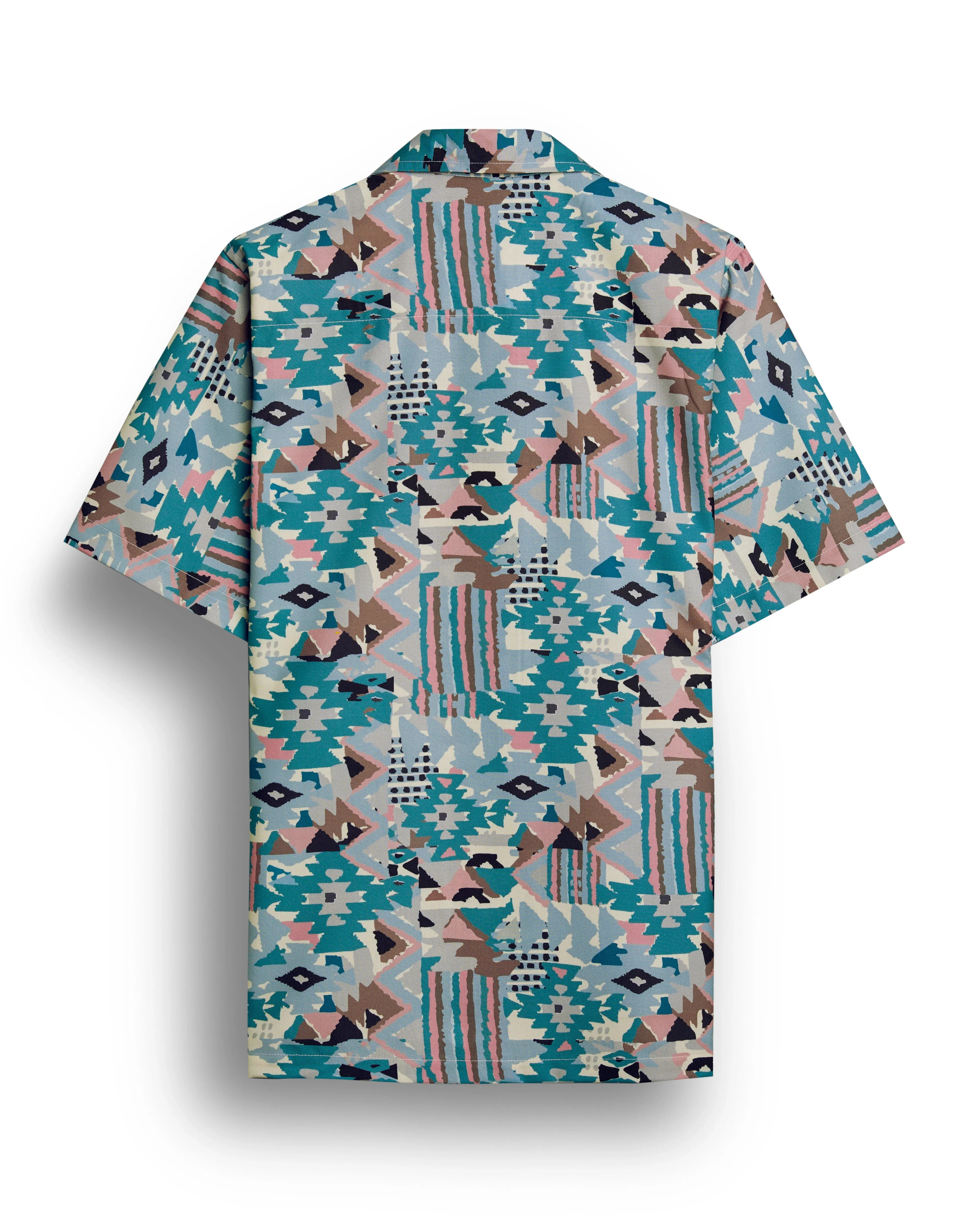 Retro printed short sleeve shirt for men