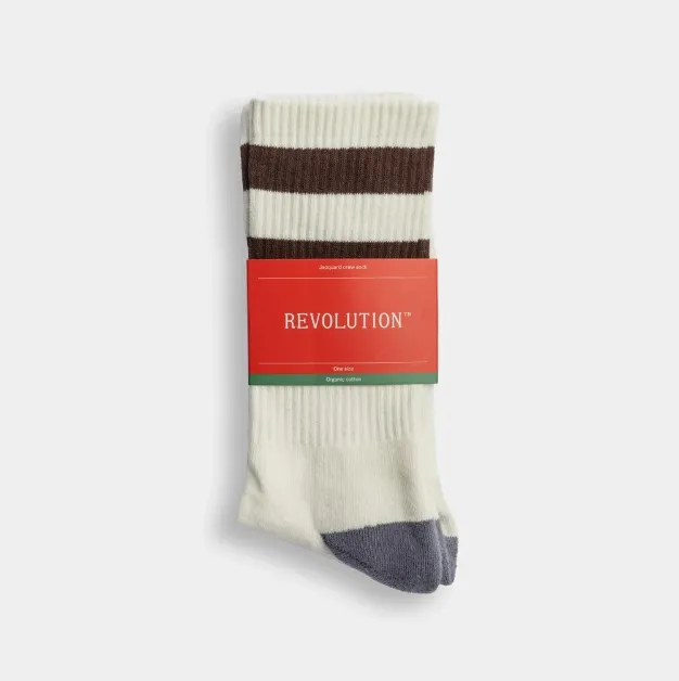 REVOLUTION - Jaquard Crew Sock / 8906 - White