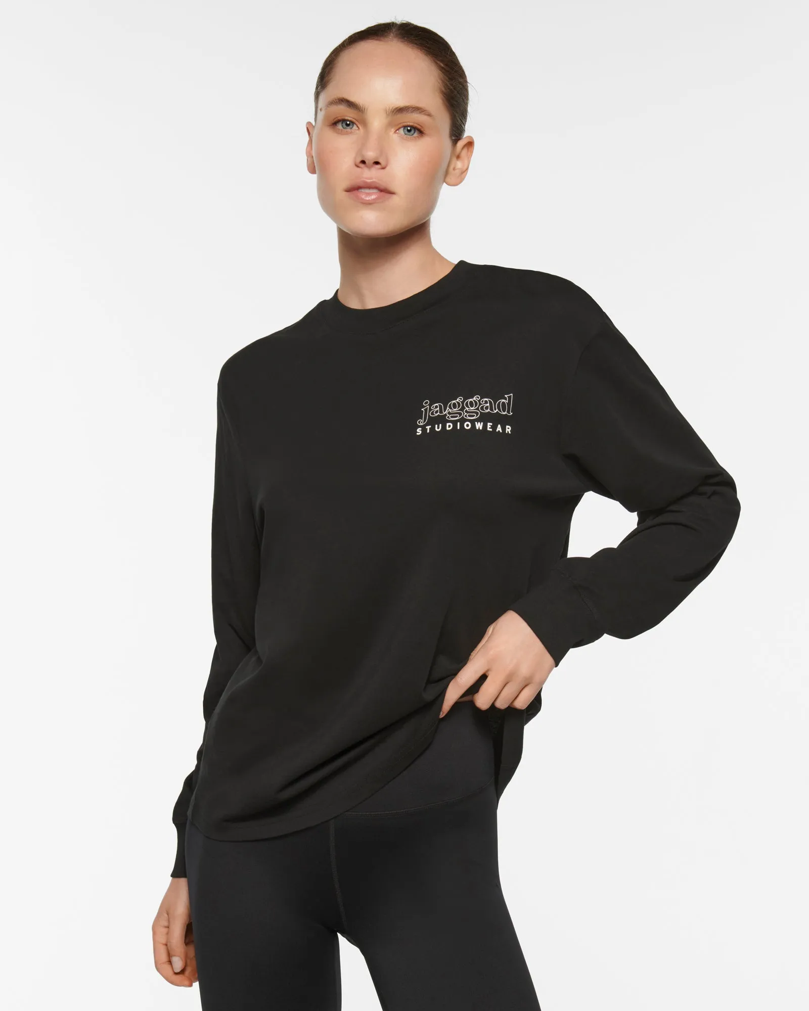 ROSEBOWL OVERSIZED LONG SLEEVE TEE BLACK