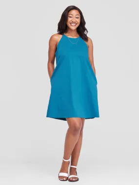 Safari Anga Sleeveless Halter A-Line Dress - Teal