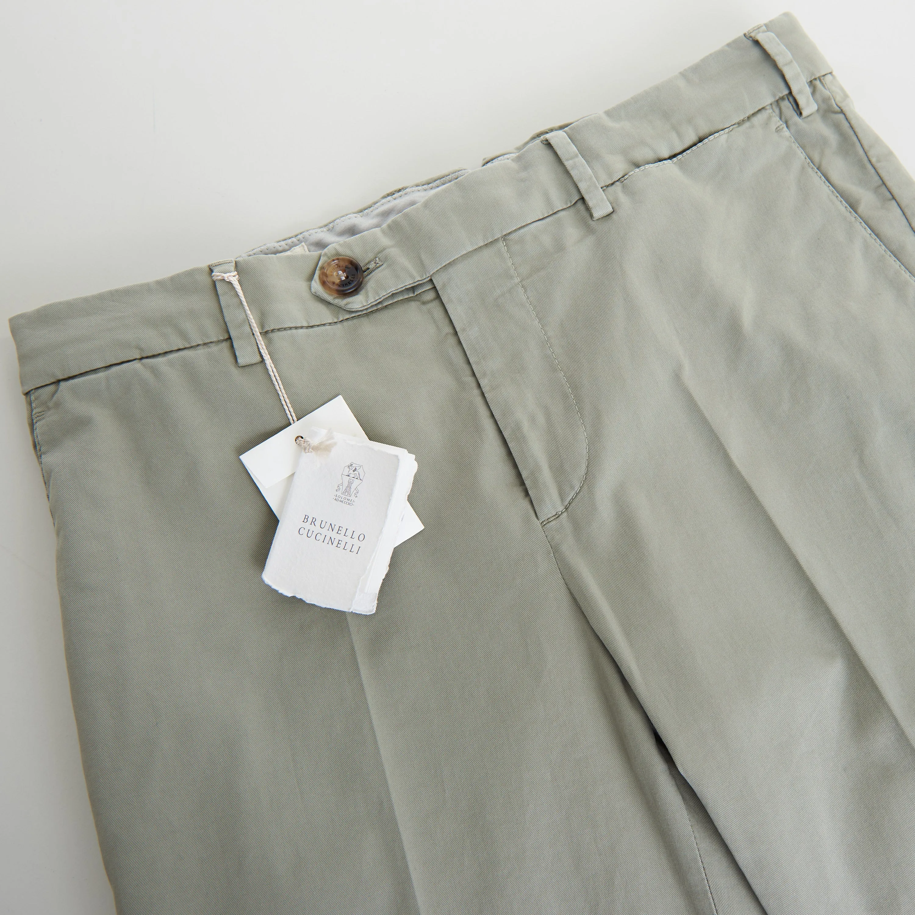 Sage Green Italian Fit Trousers / Pants - Pima Comfort Cotton Gabardine