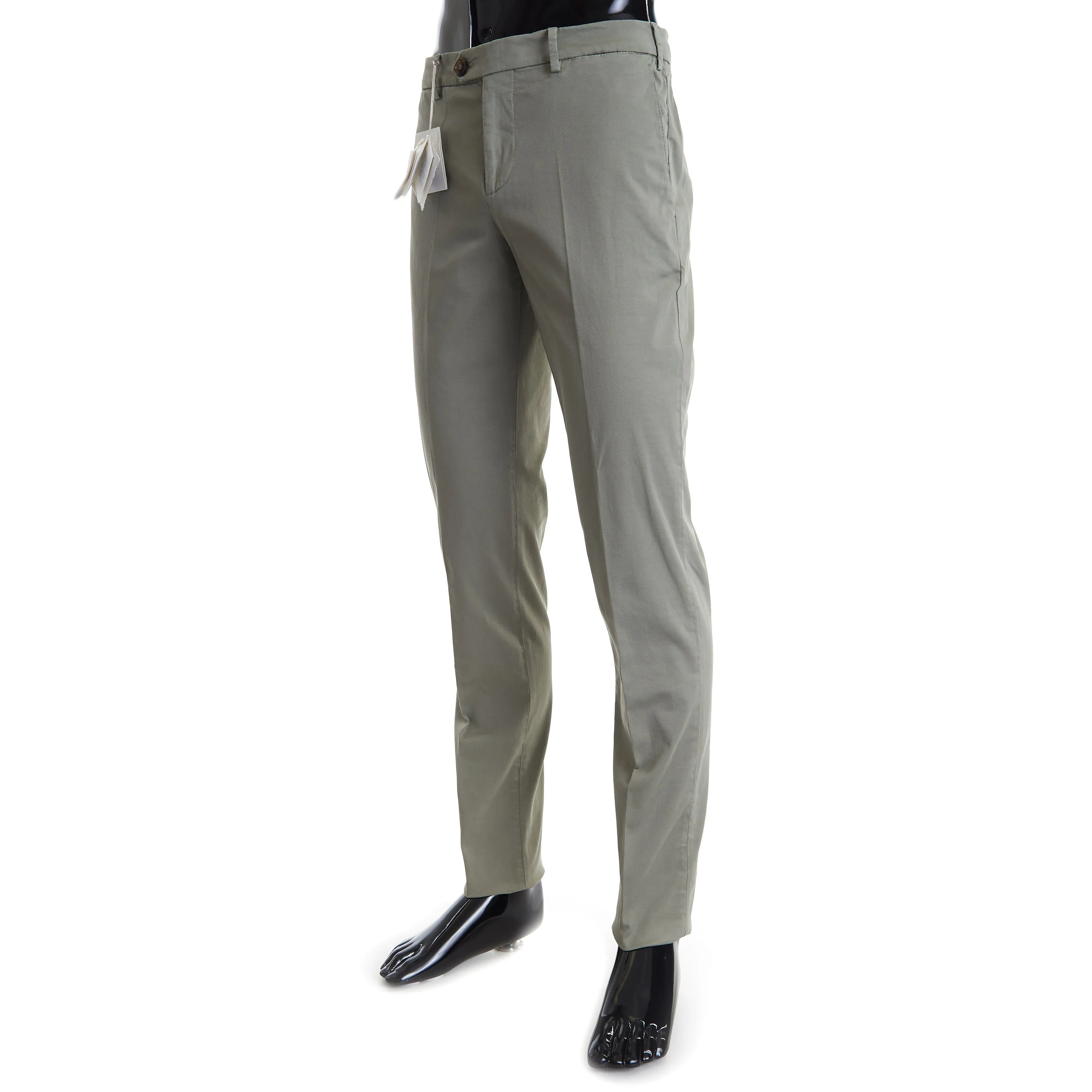 Sage Green Italian Fit Trousers / Pants - Pima Comfort Cotton Gabardine