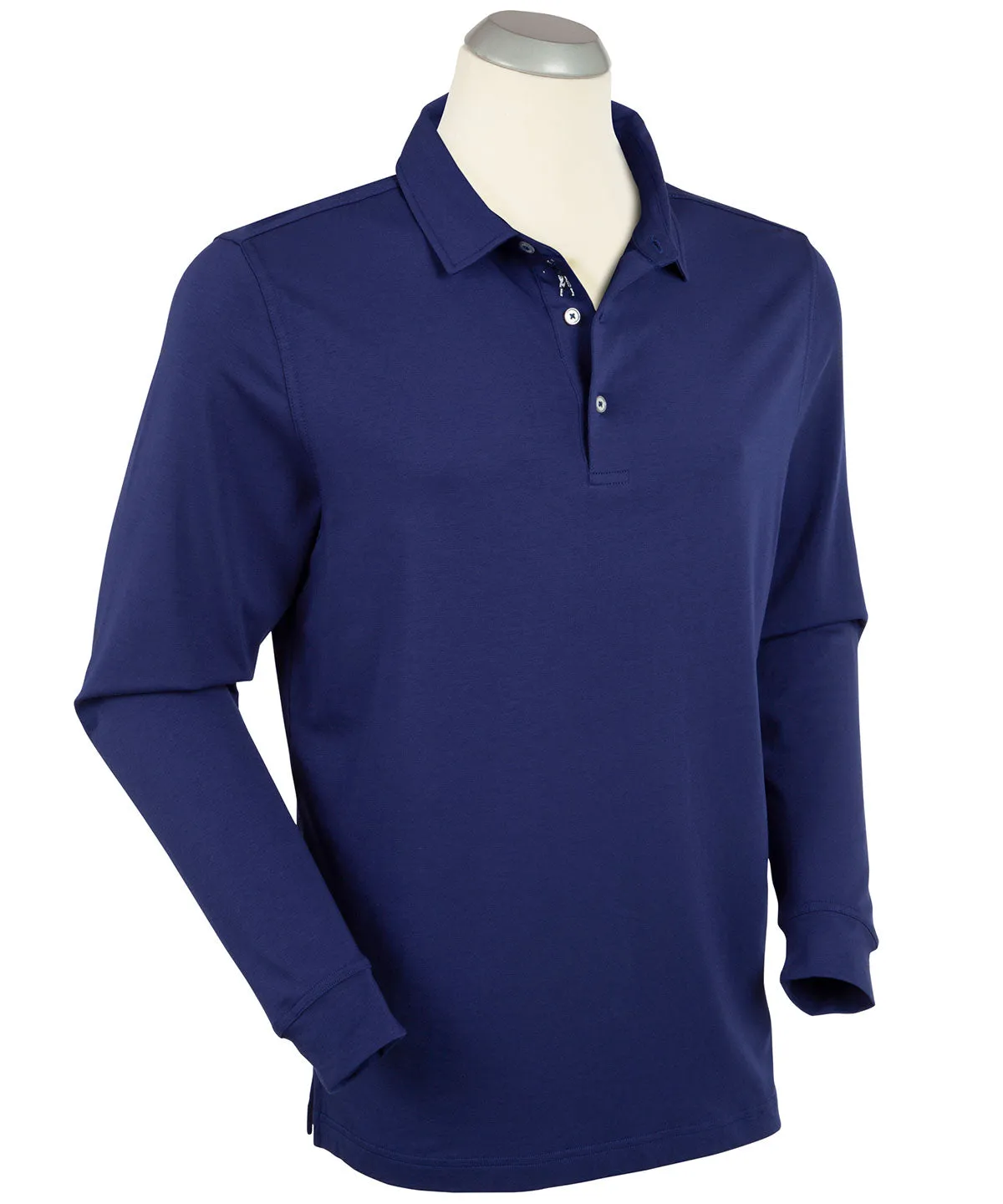 Signature Liquid Cotton Spread Collar Long-Sleeve Polo