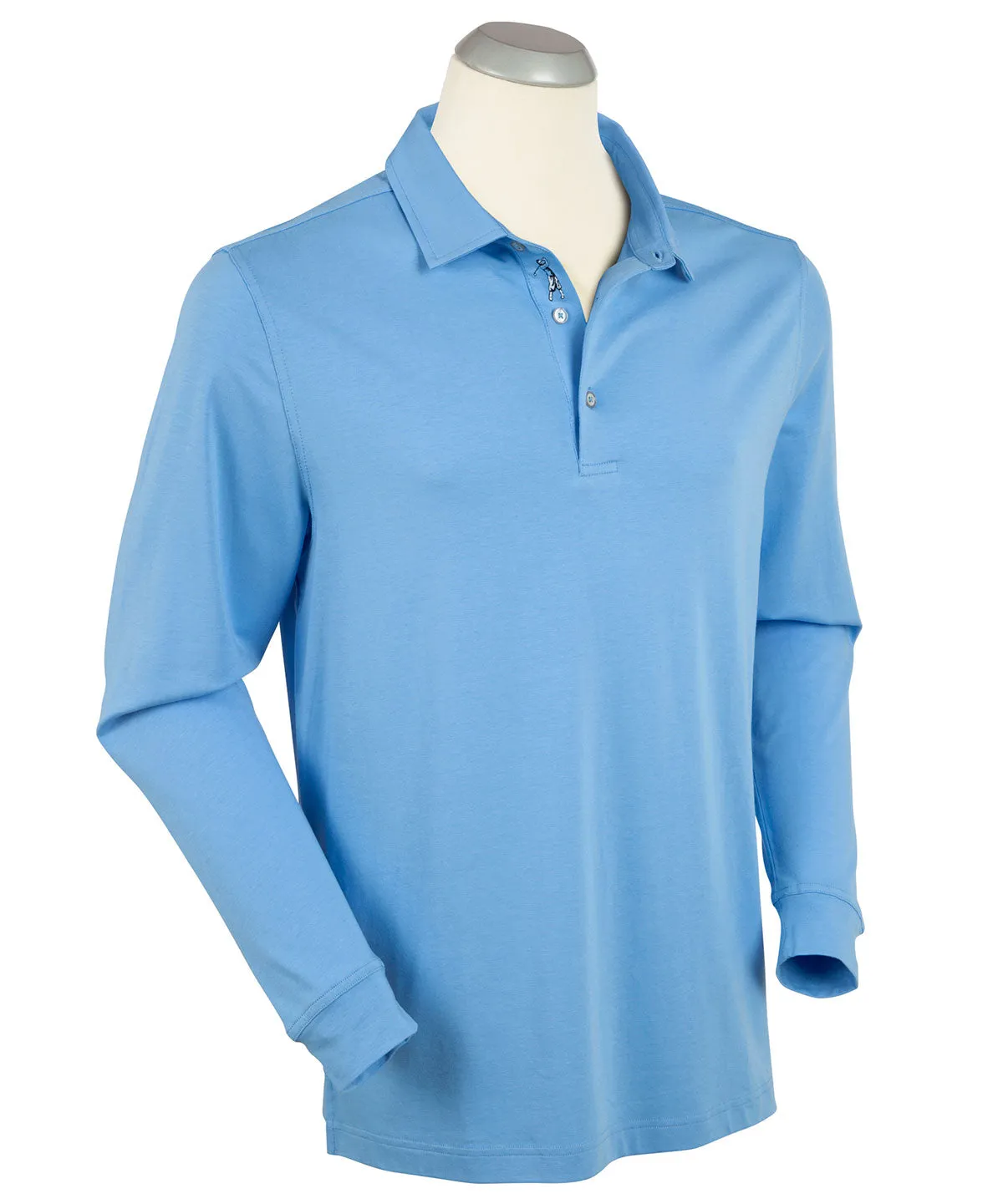 Signature Liquid Cotton Spread Collar Long-Sleeve Polo