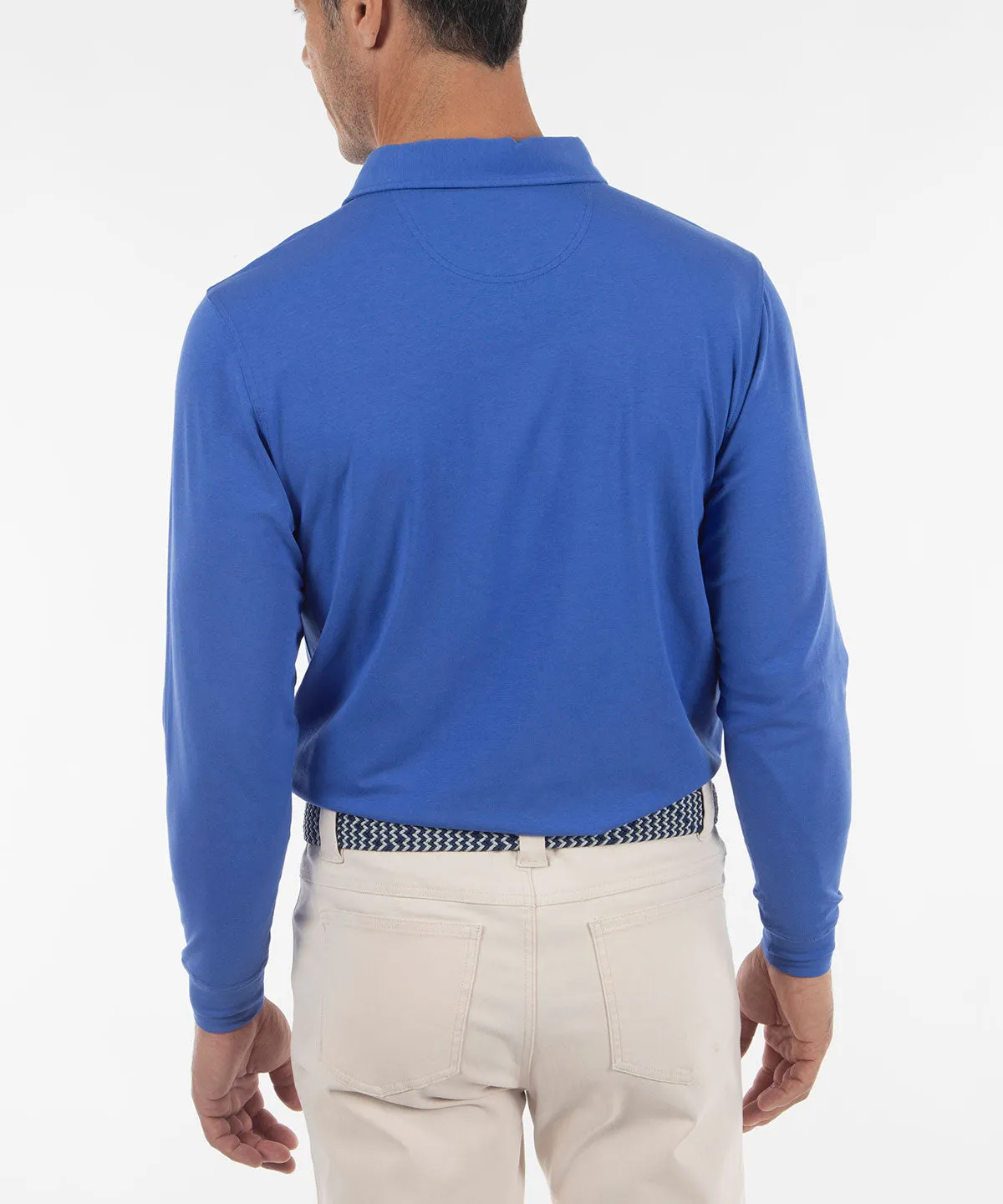 Signature Liquid Cotton Spread Collar Long-Sleeve Polo