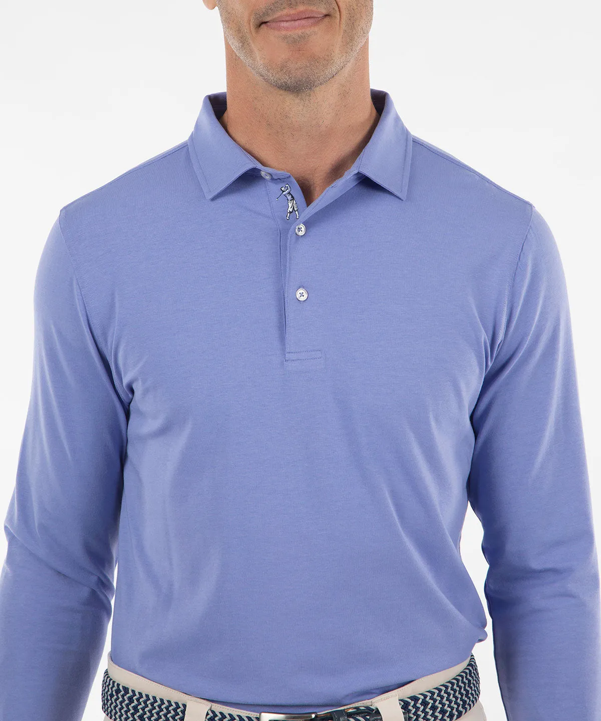 Signature Liquid Cotton Spread Collar Long-Sleeve Polo