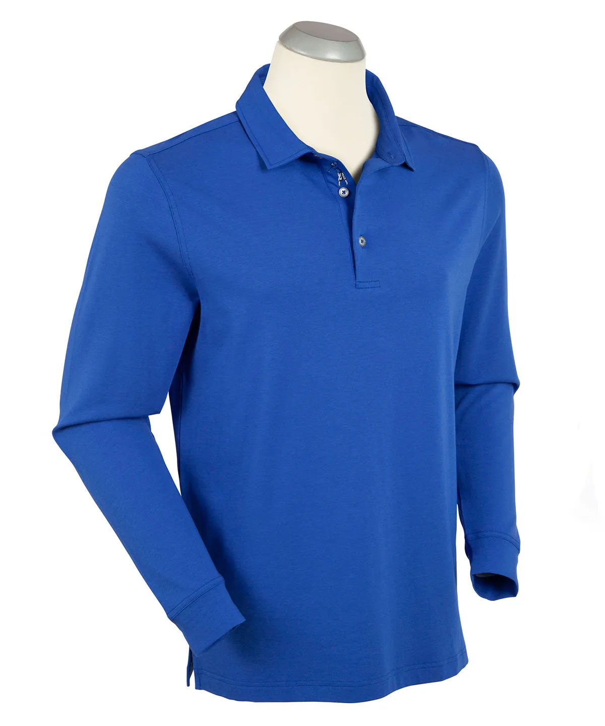 Signature Liquid Cotton Spread Collar Long-Sleeve Polo