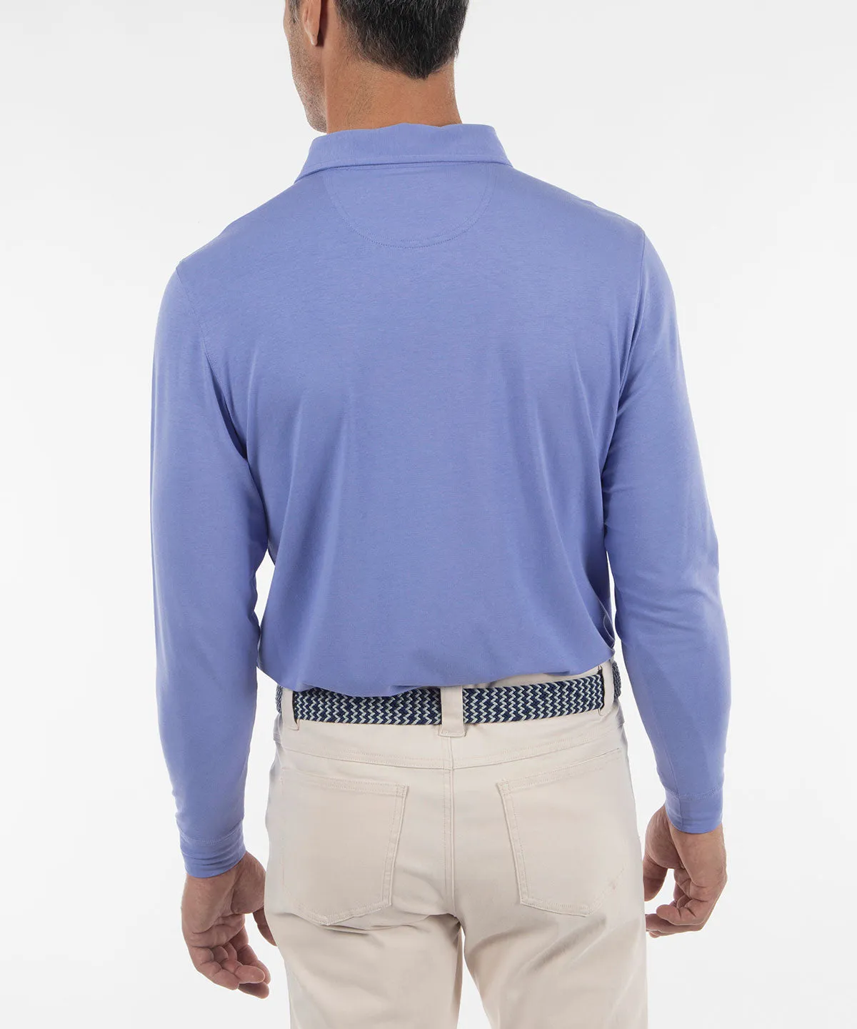 Signature Liquid Cotton Spread Collar Long-Sleeve Polo