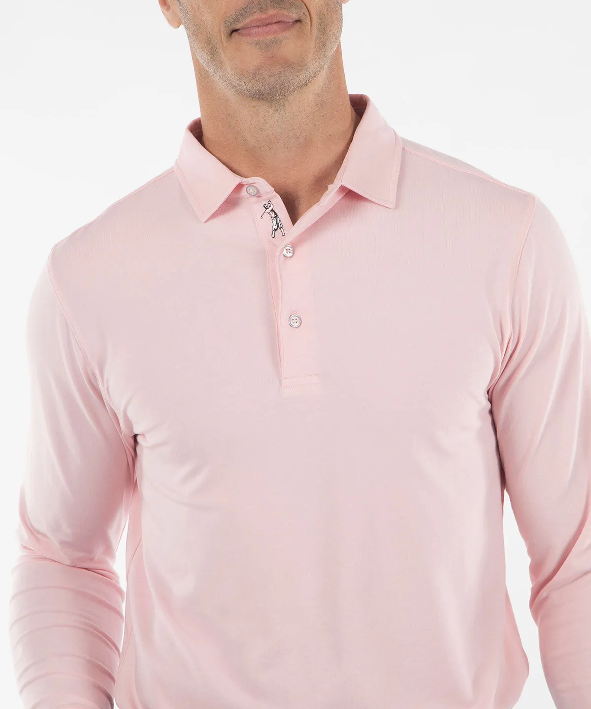 Signature Liquid Cotton Spread Collar Long-Sleeve Polo