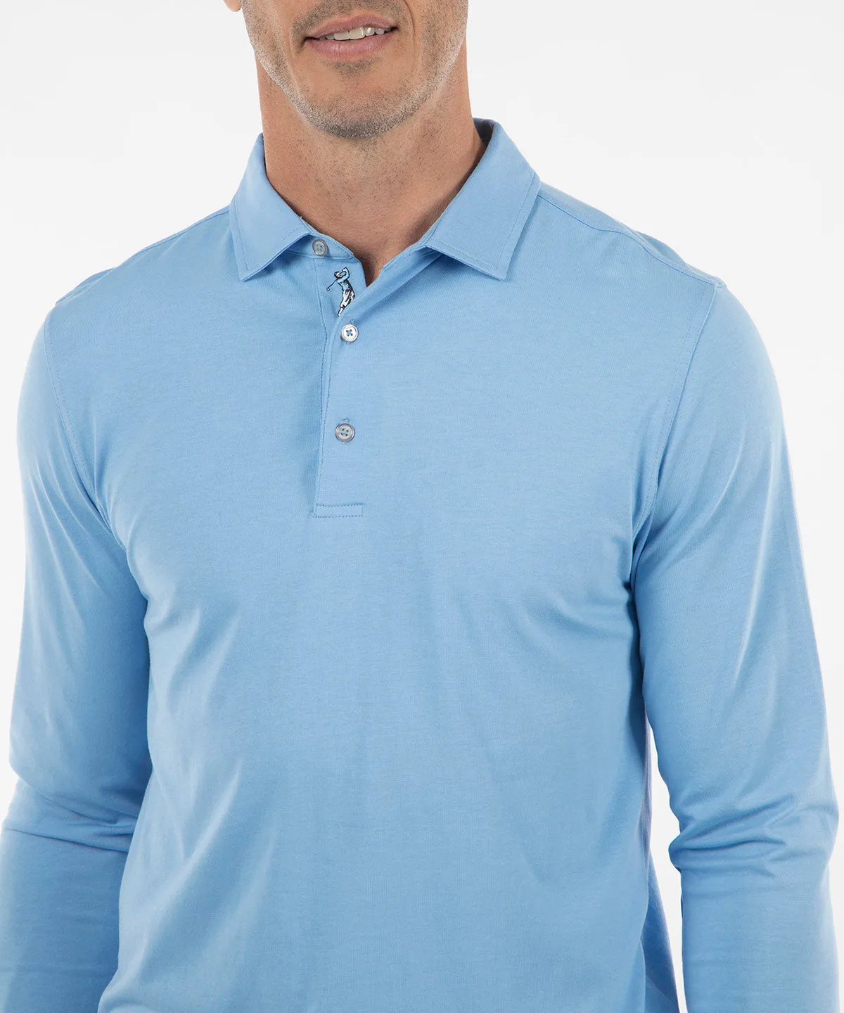 Signature Liquid Cotton Spread Collar Long-Sleeve Polo