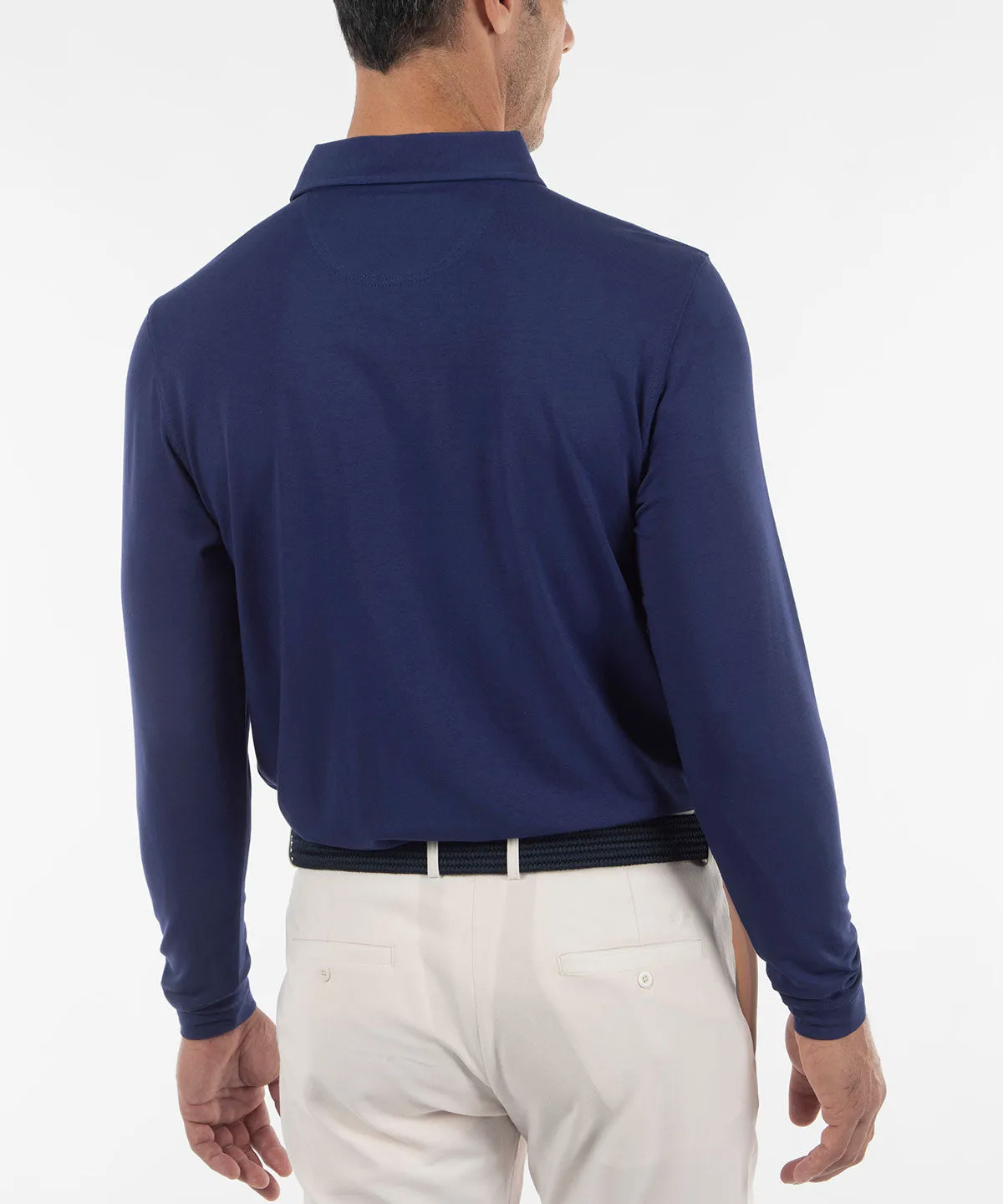 Signature Liquid Cotton Spread Collar Long-Sleeve Polo