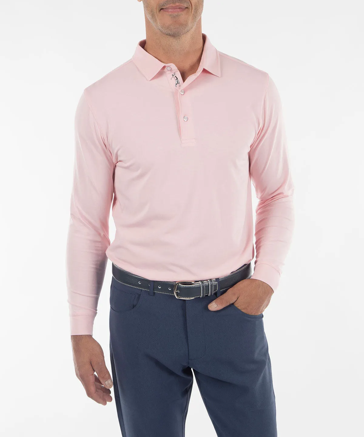 Signature Liquid Cotton Spread Collar Long-Sleeve Polo