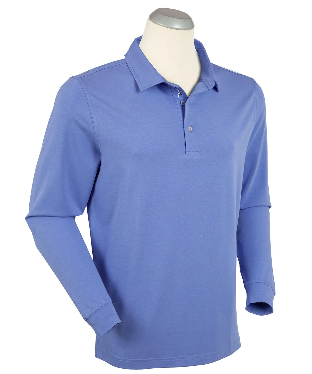 Signature Liquid Cotton Spread Collar Long-Sleeve Polo