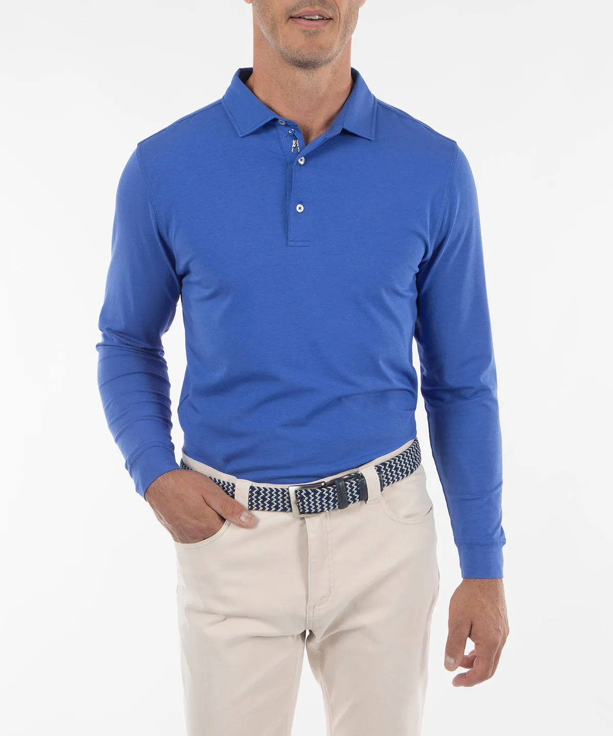 Signature Liquid Cotton Spread Collar Long-Sleeve Polo