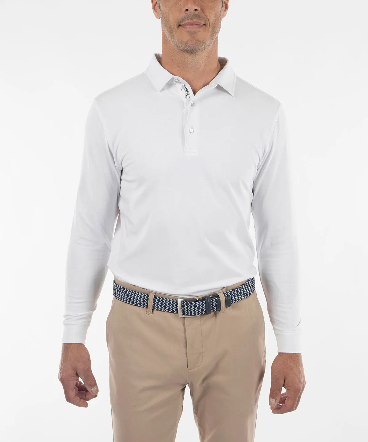 Signature Liquid Cotton Spread Collar Long-Sleeve Polo