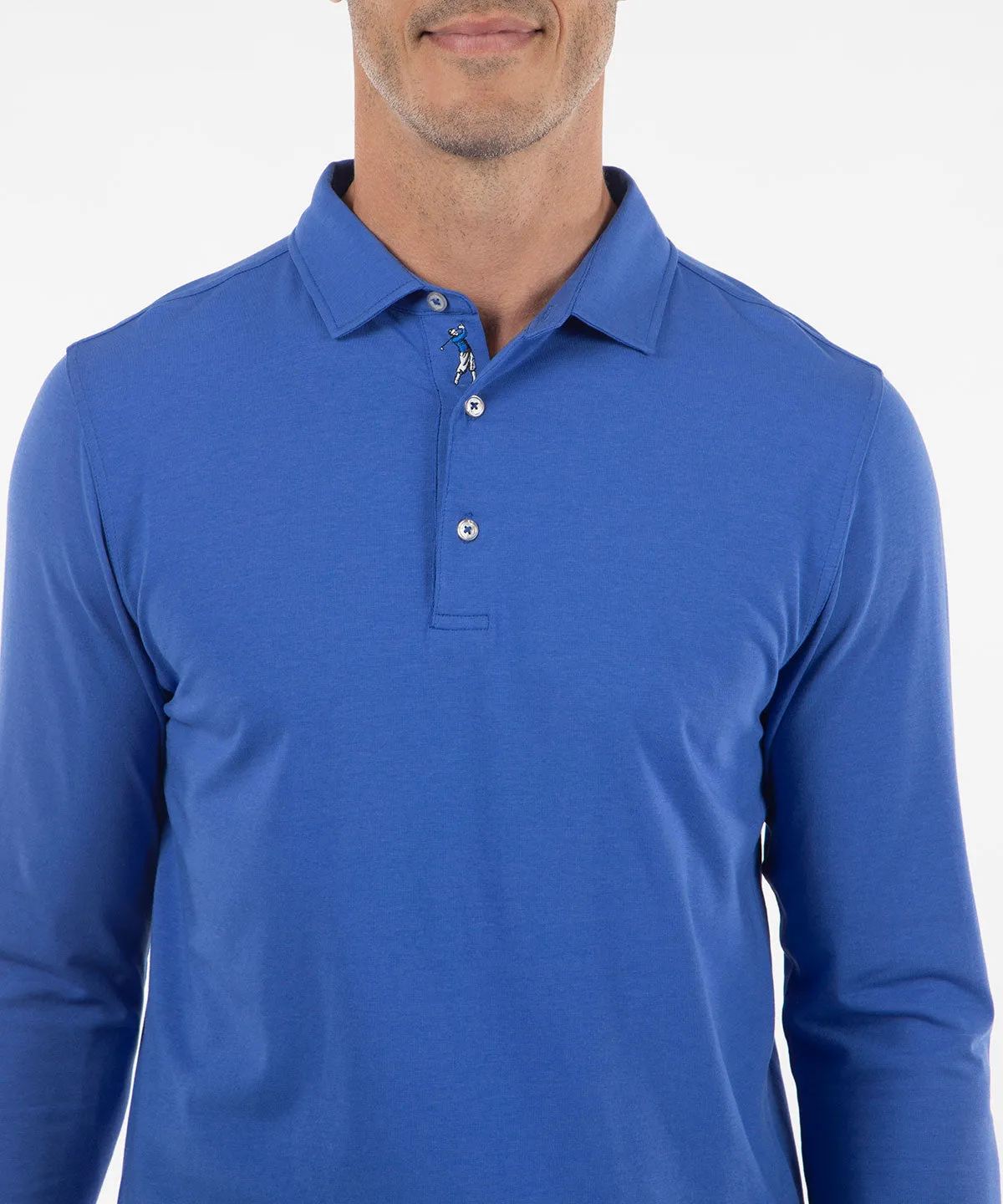 Signature Liquid Cotton Spread Collar Long-Sleeve Polo