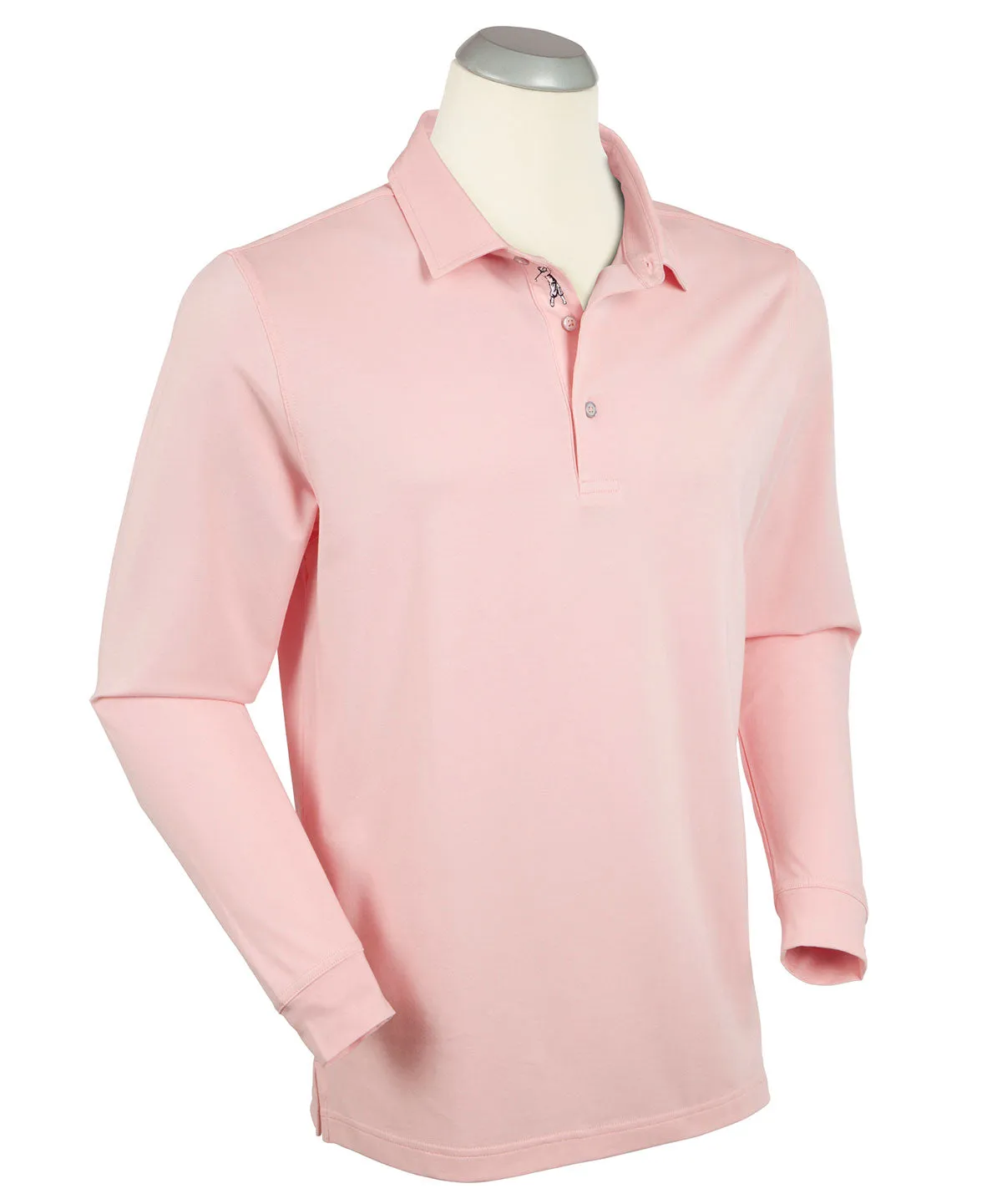 Signature Liquid Cotton Spread Collar Long-Sleeve Polo