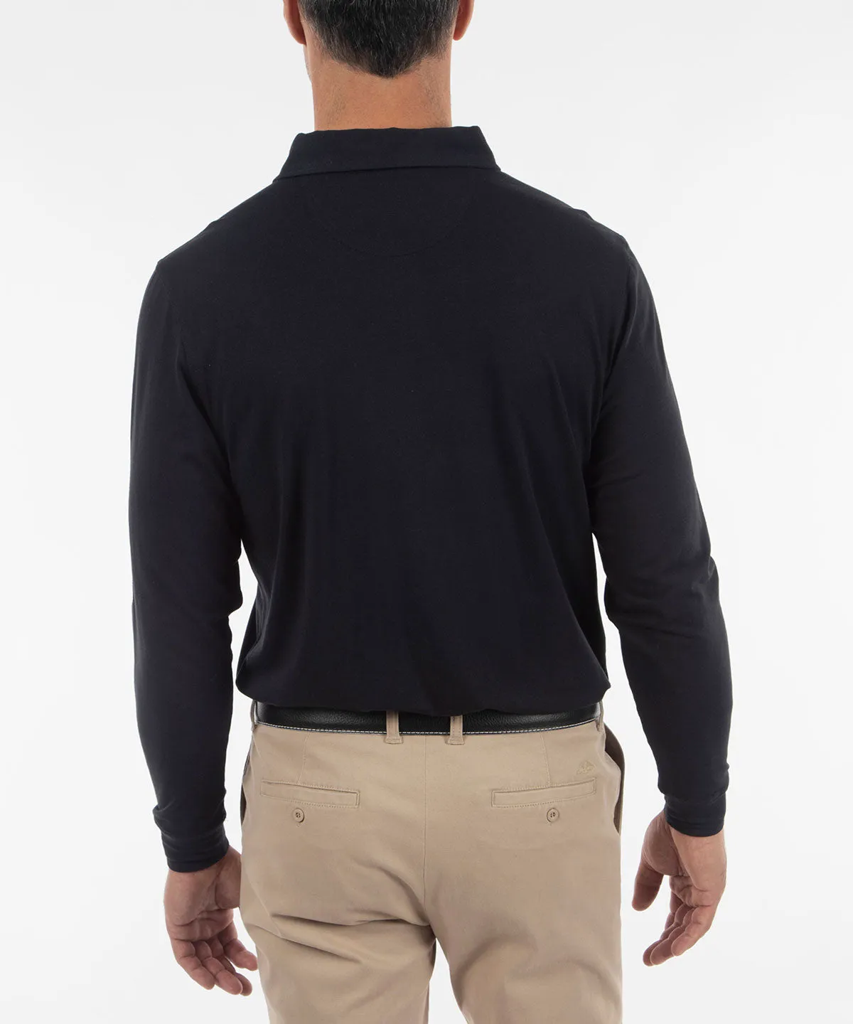 Signature Liquid Cotton Spread Collar Long-Sleeve Polo