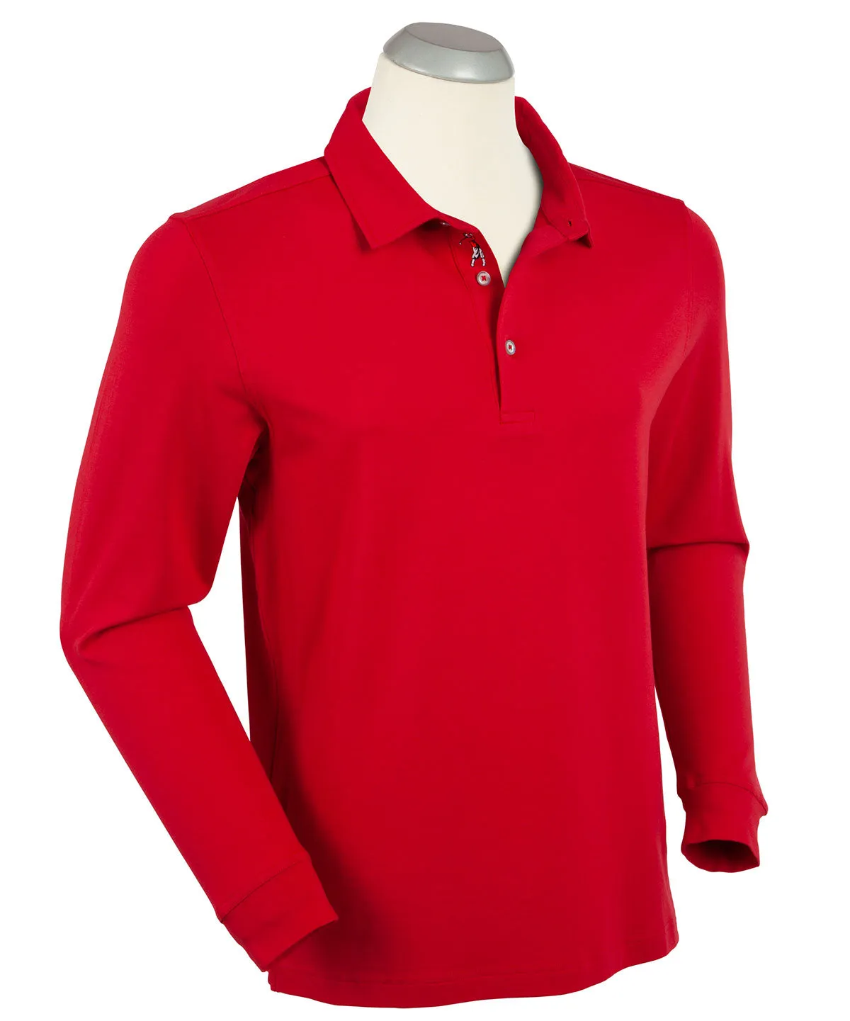 Signature Liquid Cotton Spread Collar Long-Sleeve Polo