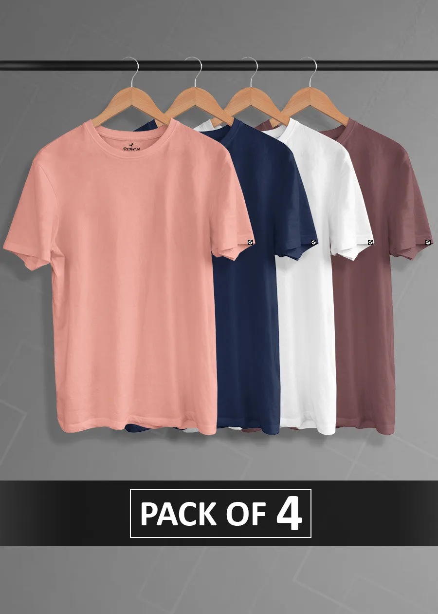 Solid Half Sleeve T-Shirt Men Combo - Pack of 4