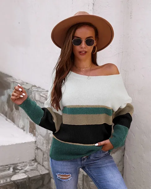 Striped long sleeve knitted sweater.