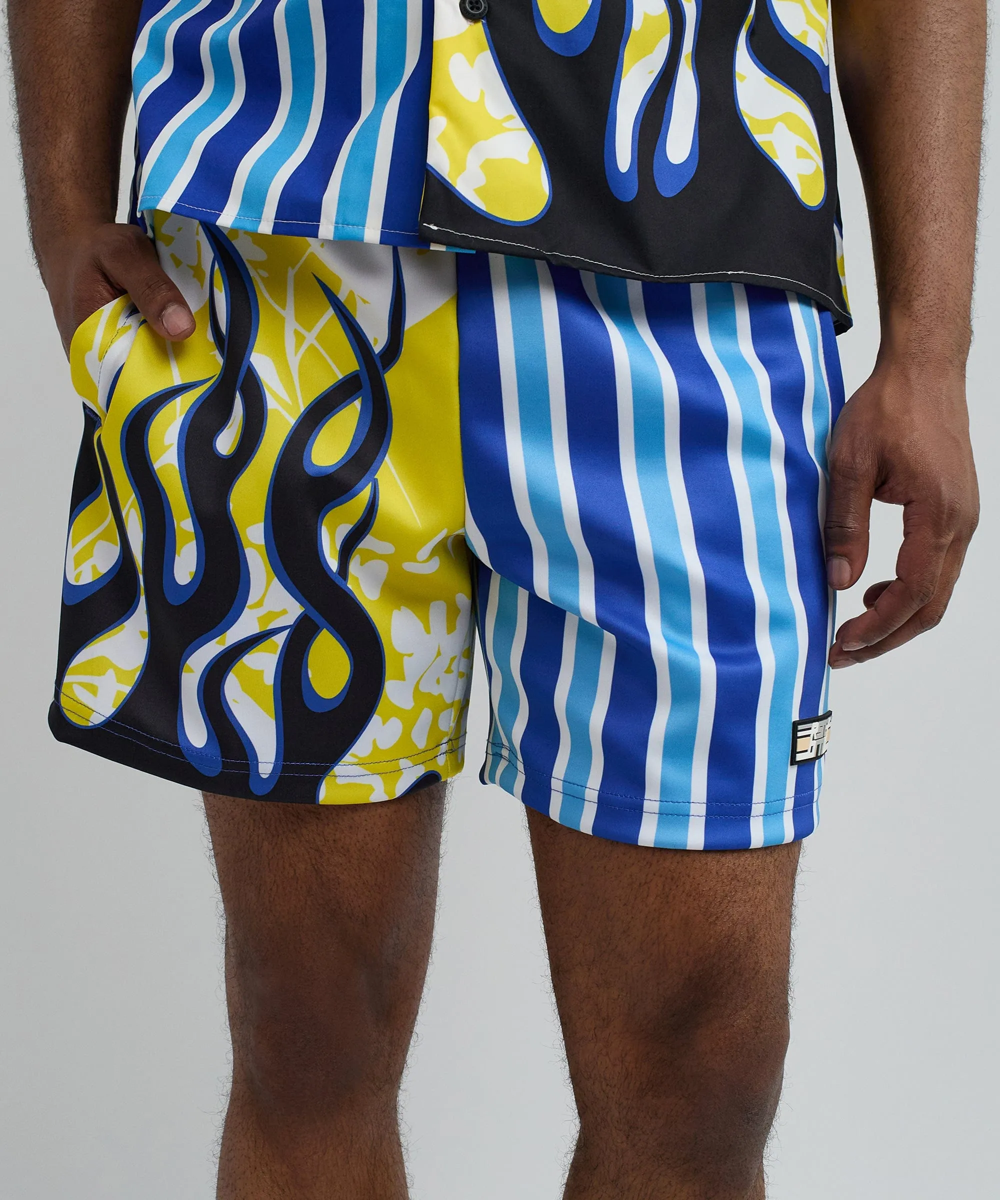 Stripes And Flames Shorts - Blue