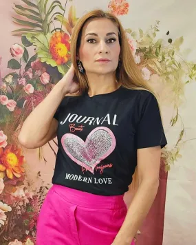 T-Shirt Algodón Journal Black Pink