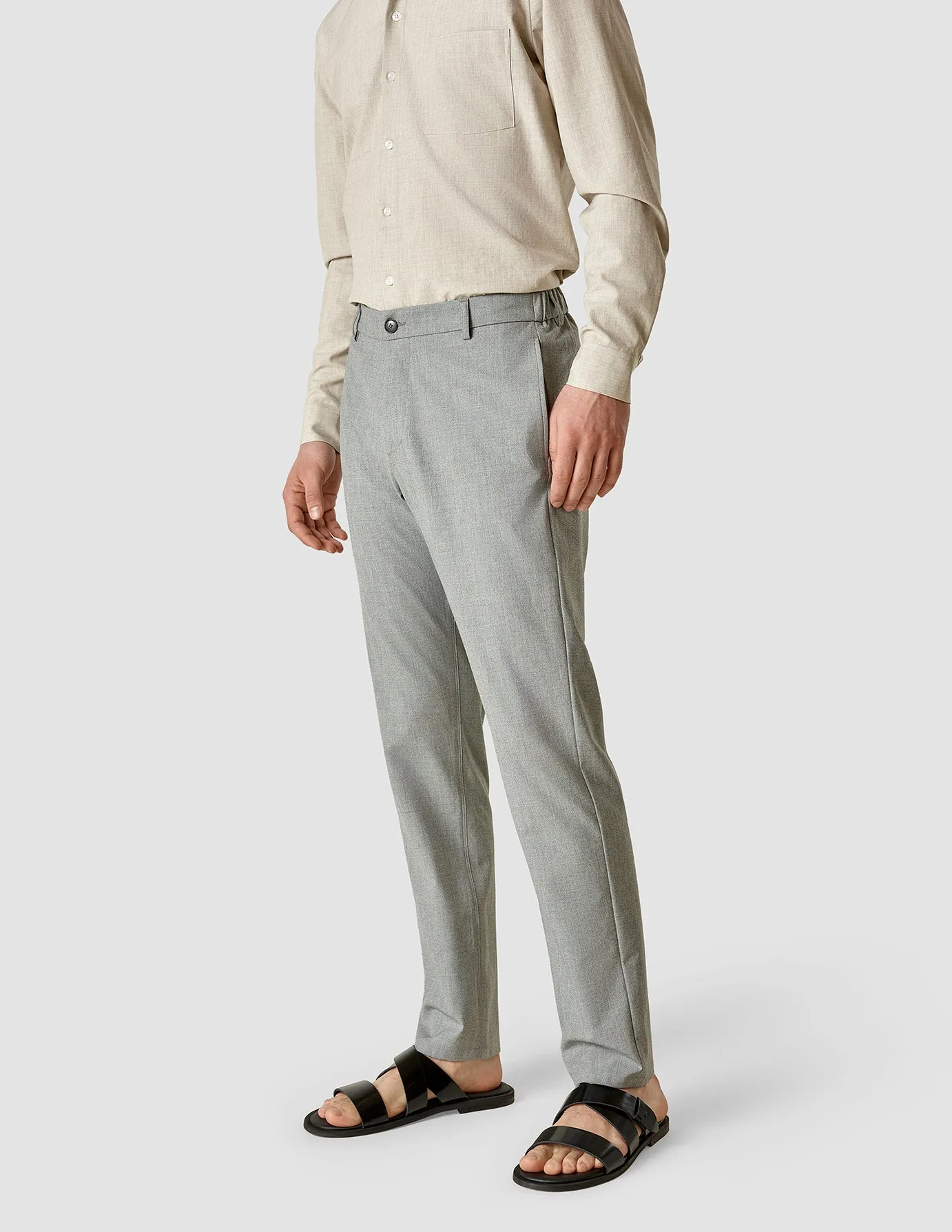 Tech Linen Elastic Pants Charcoal