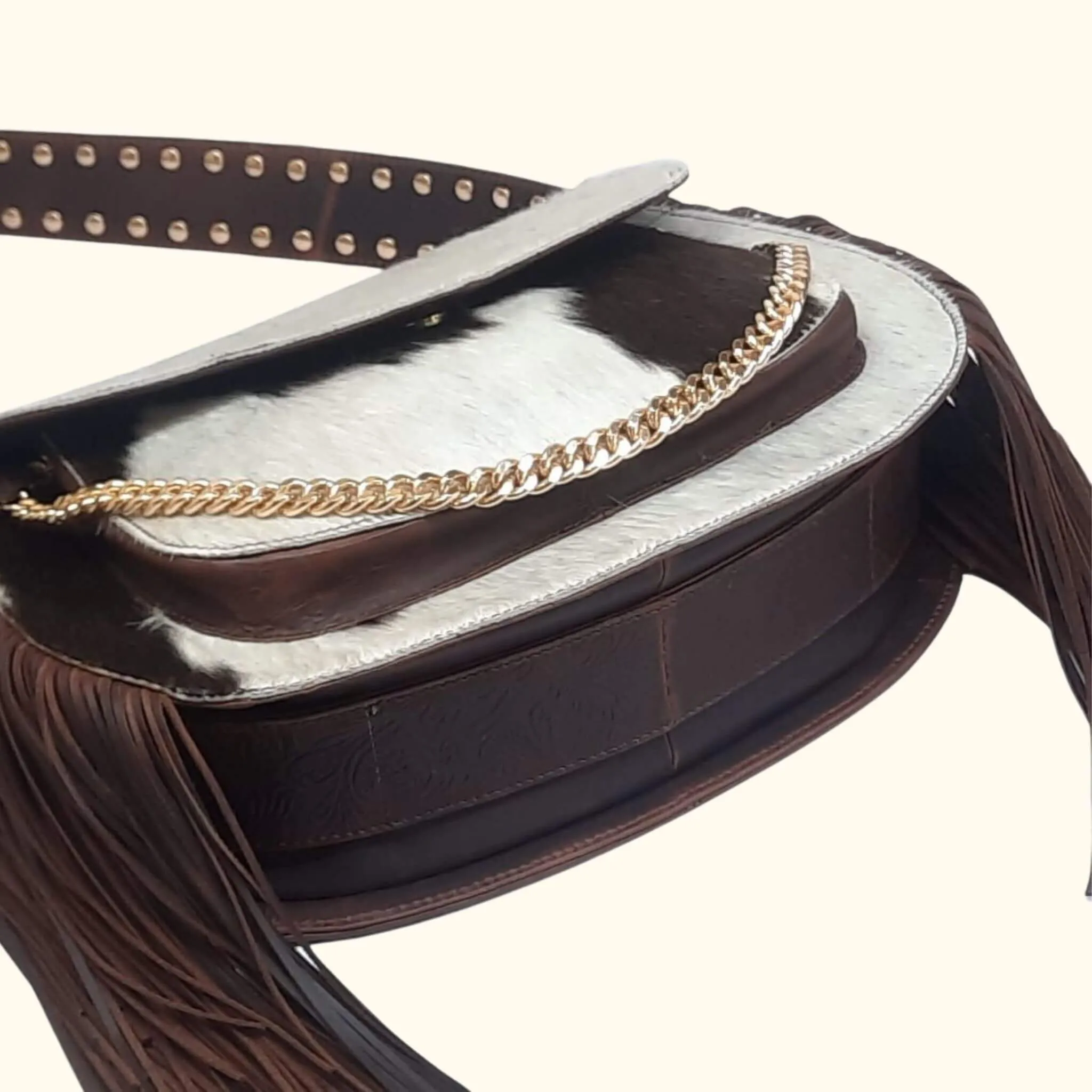 The Savannah - Cowhide Fringe Crossbody Purse