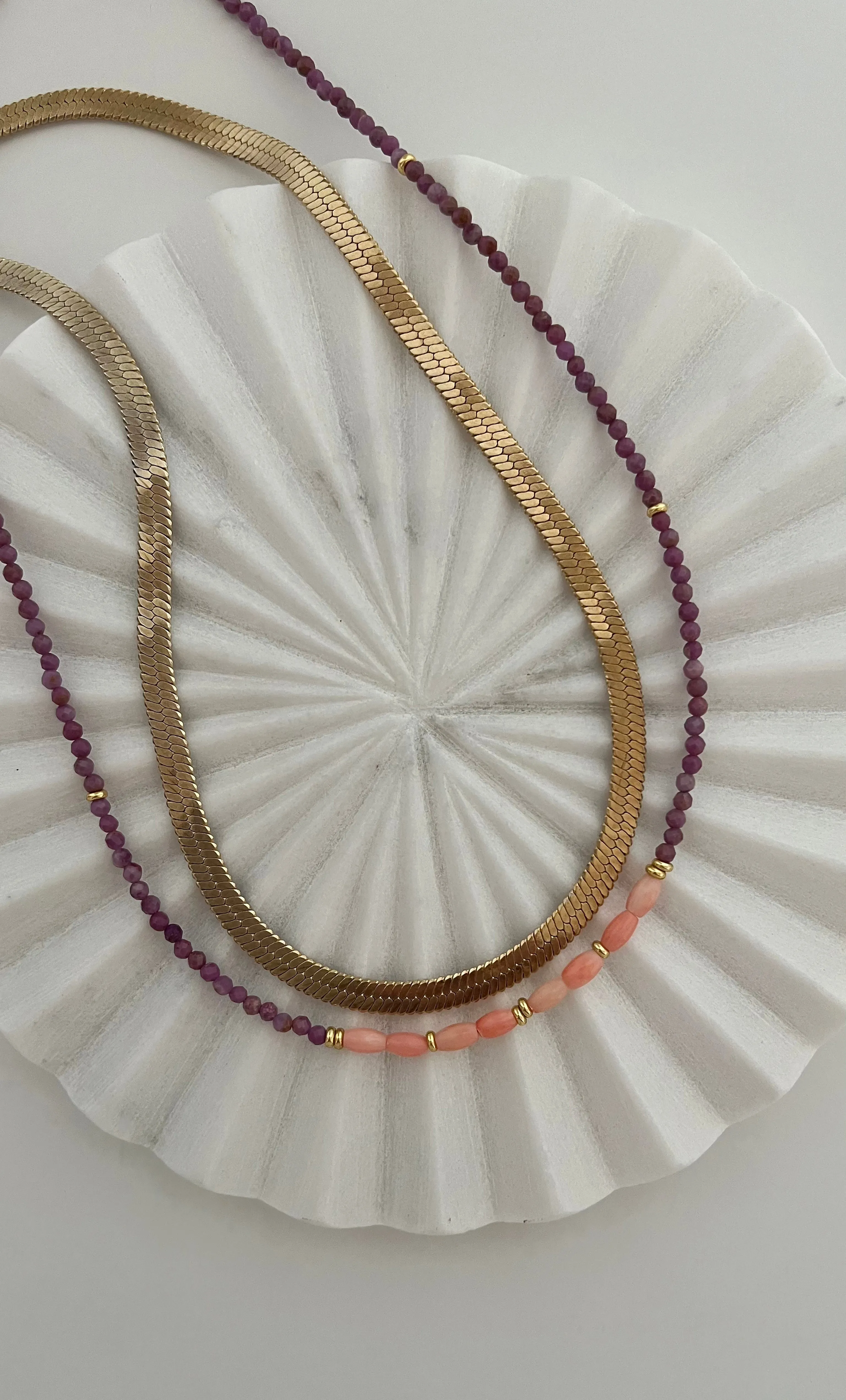 The Tunik Madre Coral & Lepidolite Necklace