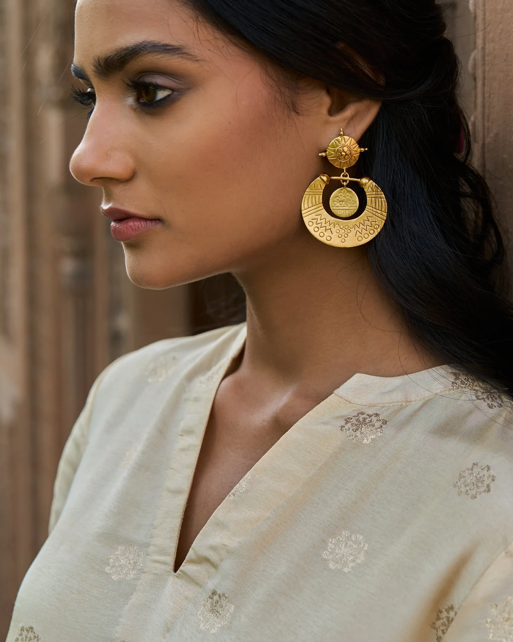 trueBrowns 22K Gold-Plated Chandbali Earrings